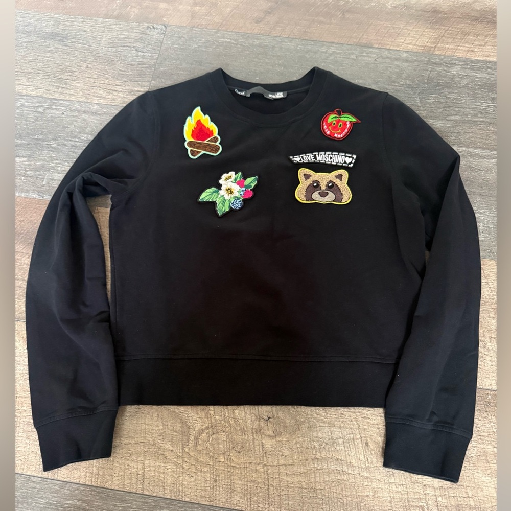 Love Moschino Black Patch Detail Crewneck Sweatshirt…size 6US